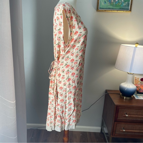 vintage April Cornell Tunic Dress 80s/90s XL/Plus Floral Boho TieBack Sleeveless - Picture 5 of 13